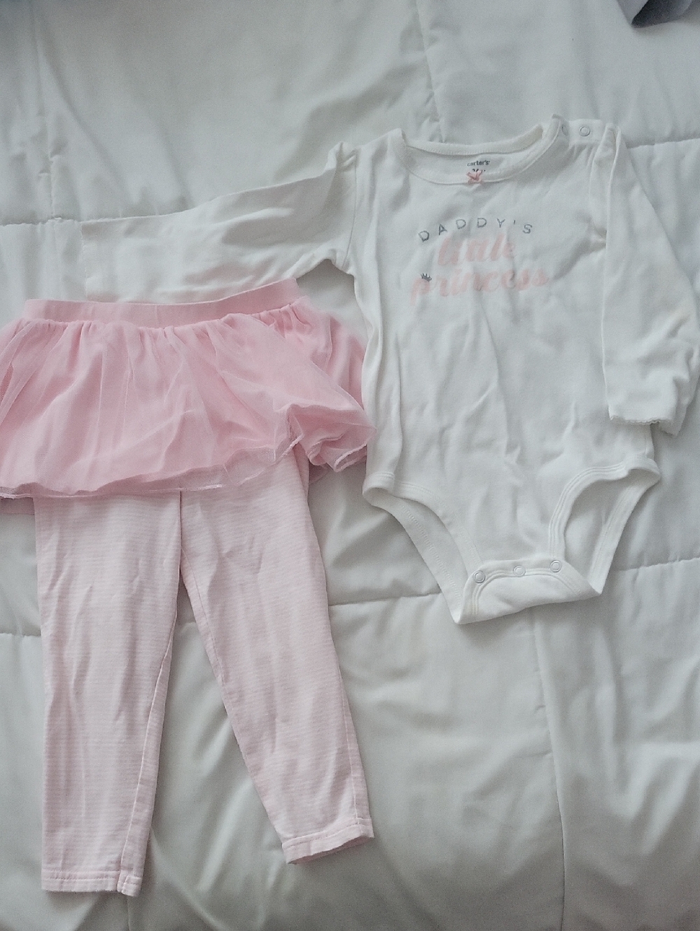 Carter's White Bodysuit with Pink Bow Accent